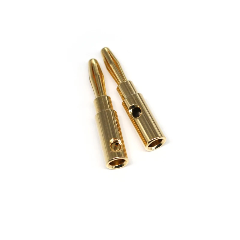 Hot Sale Pure Copper 4mm Banana Male Plugs AV Audio Video Adapters Gold Plated Connectors for Amplifier Binding Post