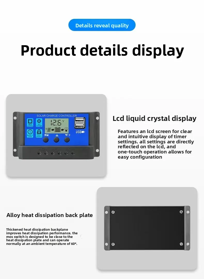 12V/24V 10-30A Fully Automatic Universal Solar Charge Controller for Photovoltaic Panels