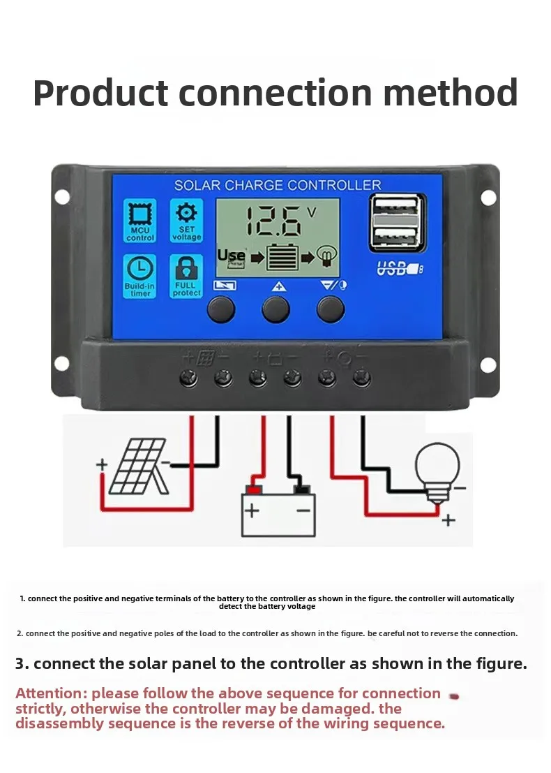 12V/24V 10-30A Fully Automatic Universal Solar Charge Controller for Photovoltaic Panels