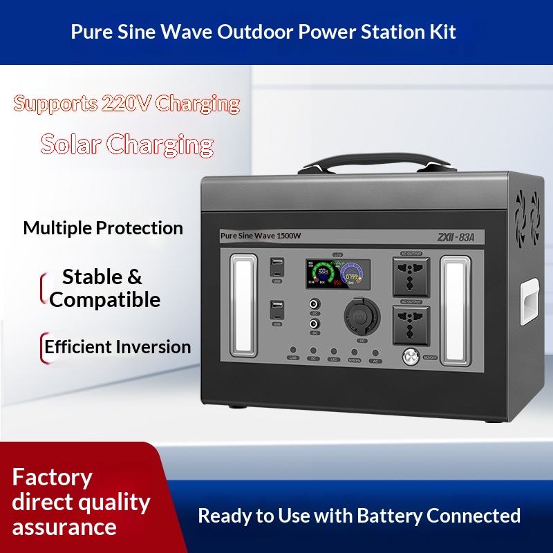 Portable Power Station DIY Kit Pure Sine Wave Inverter 12V/24V to 220V 300W Energy Storage Case for Outdoor Emergency