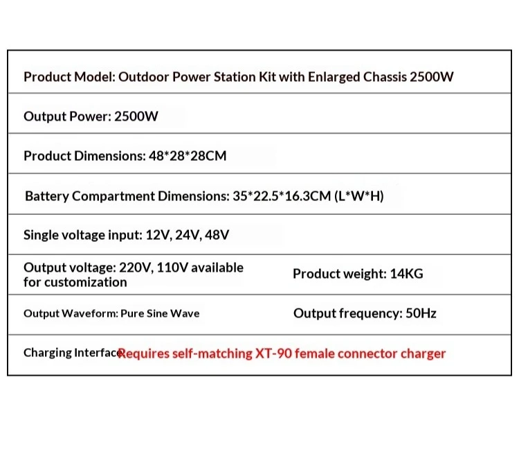 Portable Power Station DIY Kit Pure Sine Wave Inverter 12V/24V-220V 300W-3000W Solar Energy Storage System Kit Withoout Battery