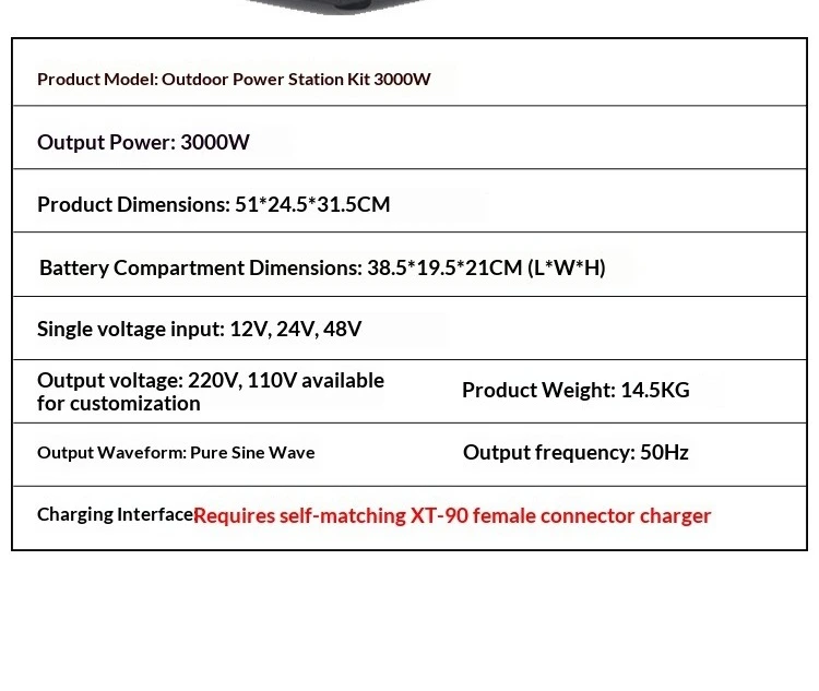 Portable Power Station DIY Kit Pure Sine Wave Inverter 12V/24V-220V 300W-3000W Solar Energy Storage System Kit Withoout Battery