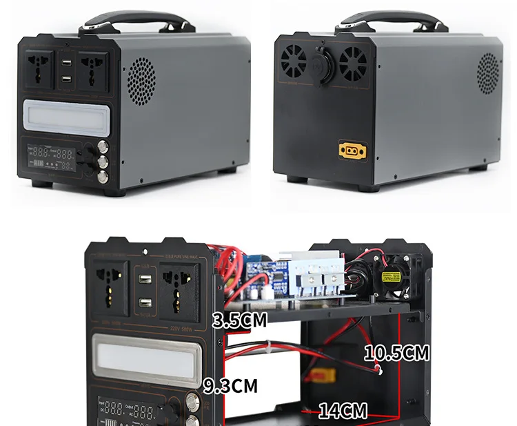 Portable Power Station DIY Kit Pure Sine Wave Inverter 12V/24V-220V 300W-3000W Solar Energy Storage System Kit Withoout Battery