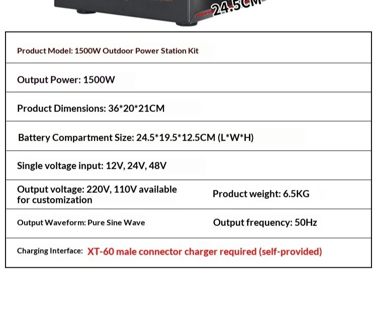 Portable Power Station DIY Kit Pure Sine Wave Inverter 12V/24V-220V 300W-3000W Solar Energy Storage System Kit Withoout Battery