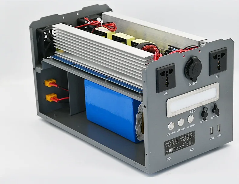 Portable Power Station DIY Kit 1000W Pure Sine Wave Inverter 12V 24V DC to 220V AC Battery Box Outdoor Camping Solar Emergency