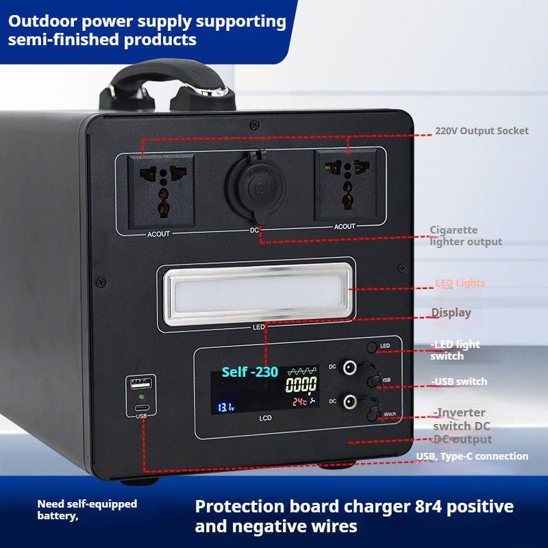 Complete Portable Power Station 600W 1000W Pure Sine Wave Inverter 12V 24V Battery Kit Outdoor Camping Solar Emergency