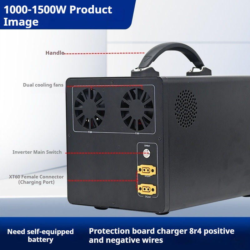 Complete Portable Power Station 600W 1000W Pure Sine Wave Inverter 12V 24V Battery Kit Outdoor Camping Solar Emergency