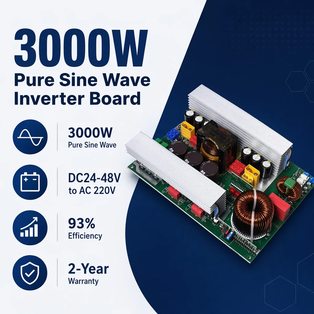 3000W Pure Sine Wave Inverter Board 24V 48V DC to 220V AC PCBA Module for Off-Grid Solar Home RV Power Supply System