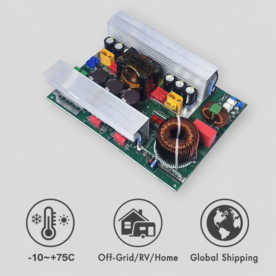 3000W Pure Sine Wave Inverter Board 24V 48V DC to 220V AC PCBA Module for Off-Grid Solar Home RV Power Supply System