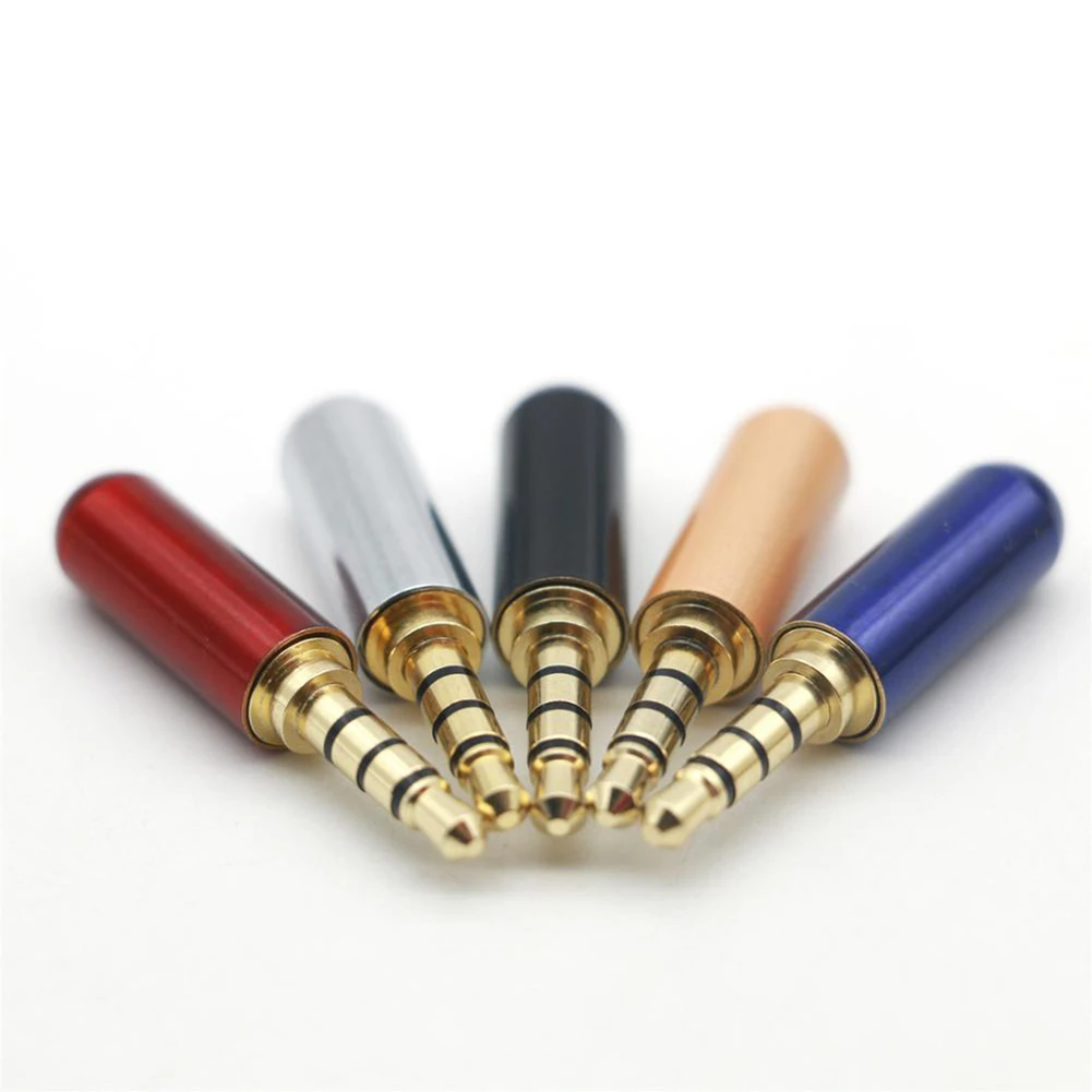 High Quality Wholesale Custom Cheap 6Pcs 4 Pole 3.5mm Male Repair Headphone Stereo Jack Plug Metal Audio Stereo Plug