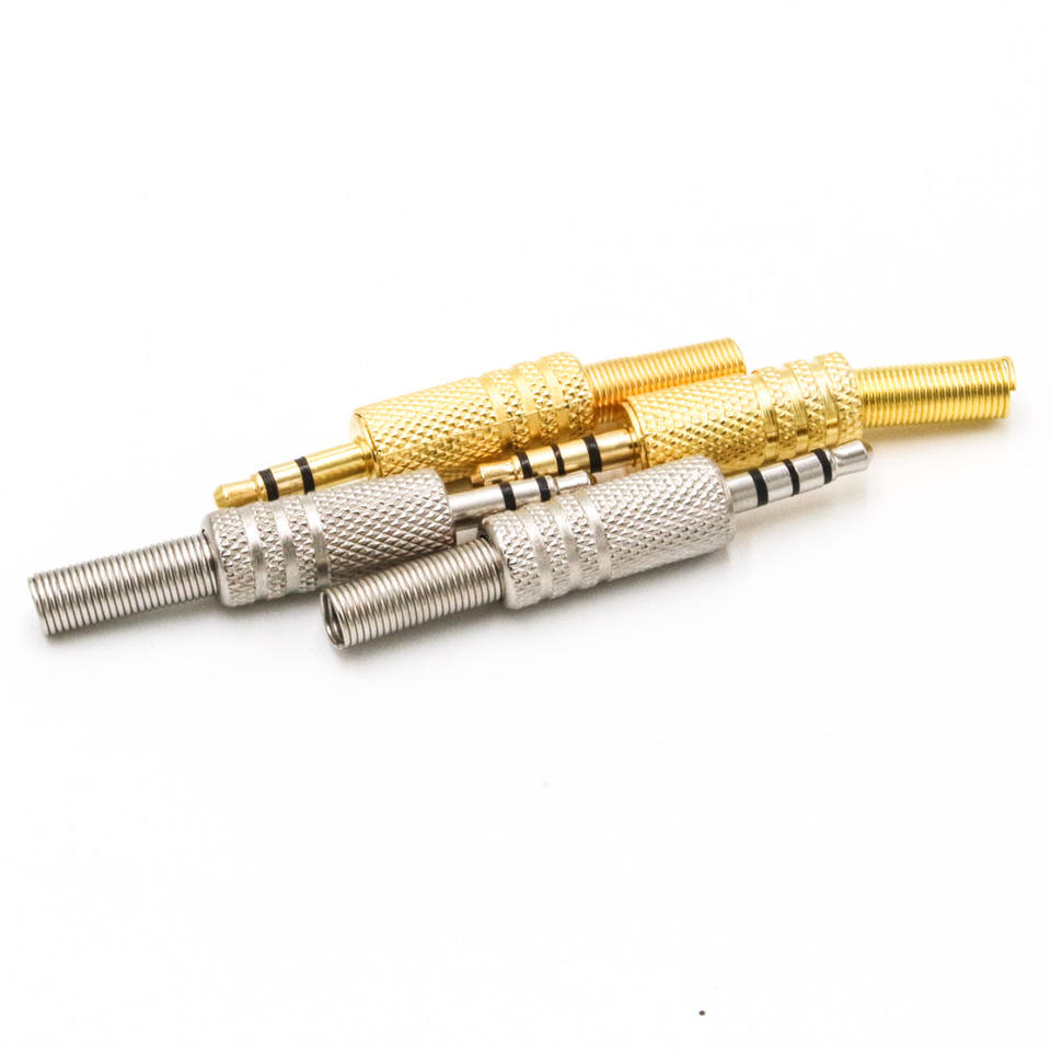 Personalized Audio Connectors 3.5mm Waterproof Plugs 3.5mm Stereo Headphone Plug Gold Plated With Metal Shell Welding Plugs