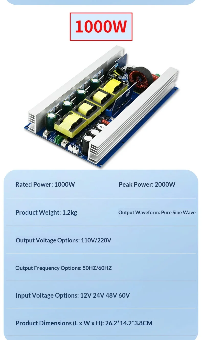 Factory Price Pure Sine Wave Inverter Mainboard 12V/24V/48V to 220V 1500W-3000W DC to AC Power Converter Bare Board