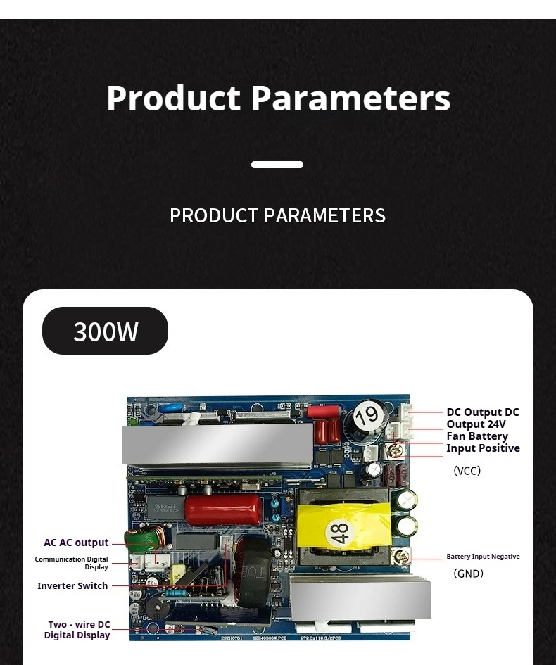 Pure Sine Wave Inverter Board 110V 60Hz DC 12V/24V/48V to AC 300W-2500W Solar Power Inverter PCB for Lithium Battery