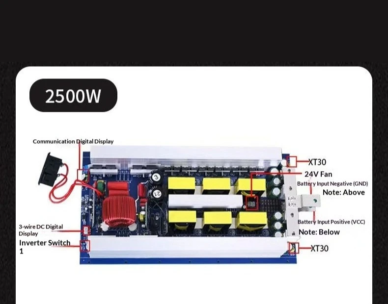 Pure Sine Wave Inverter Board 110V 60Hz DC 12V/24V/48V to AC 300W-2500W Solar Power Inverter PCB for Lithium Battery