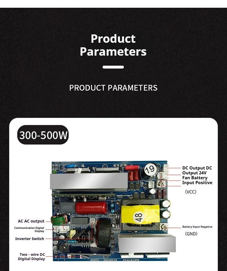 Pure Sine Wave Inverter PCBA 12V 24V to 220V for Camping Power Supply Battery Storage