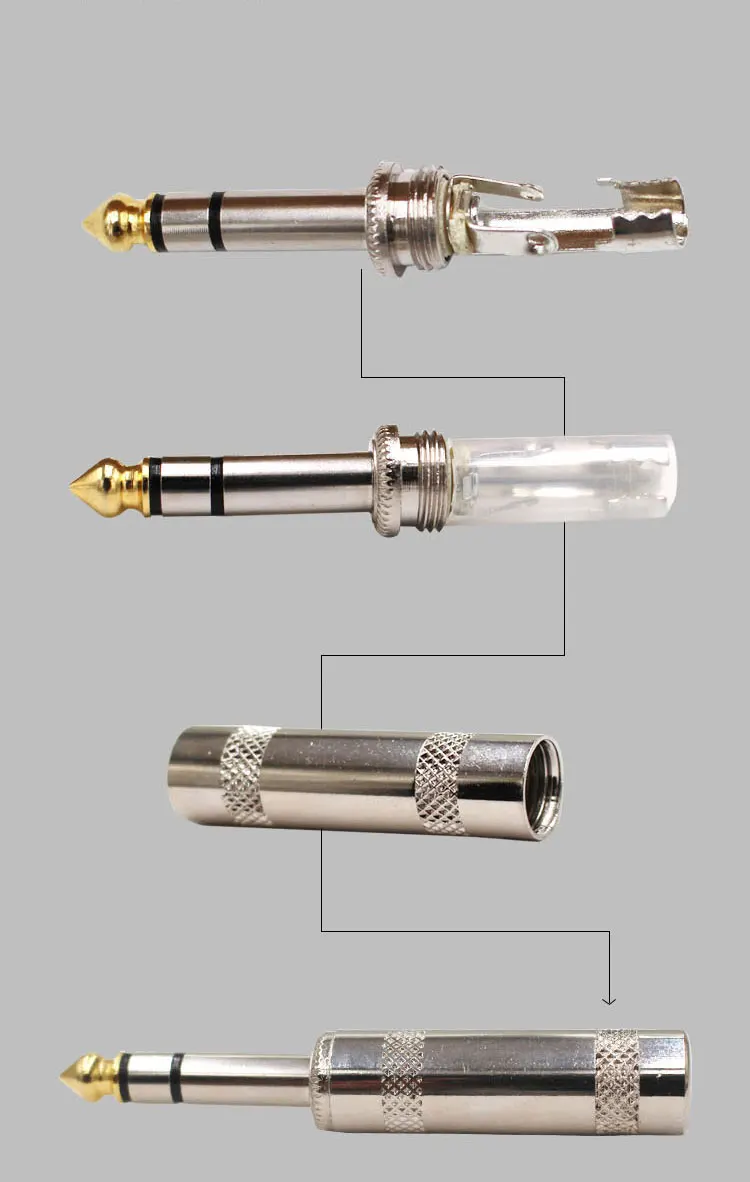 Full Metal 6.35mm 1/4 Mono Jack Plugs Electrical Adapter Phone Plugs 6.35mm Mono Audio Plugs 1/8" Audio Connectors Adapter