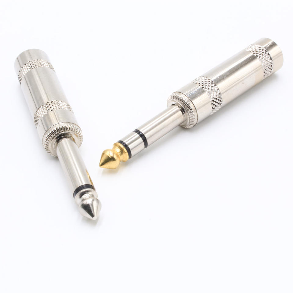 Full Metal 6.35mm 1/4 Mono Jack Plugs Electrical Adapter Phone Plugs 6.35mm Mono Audio Plugs 1/8" Audio Connectors Adapter