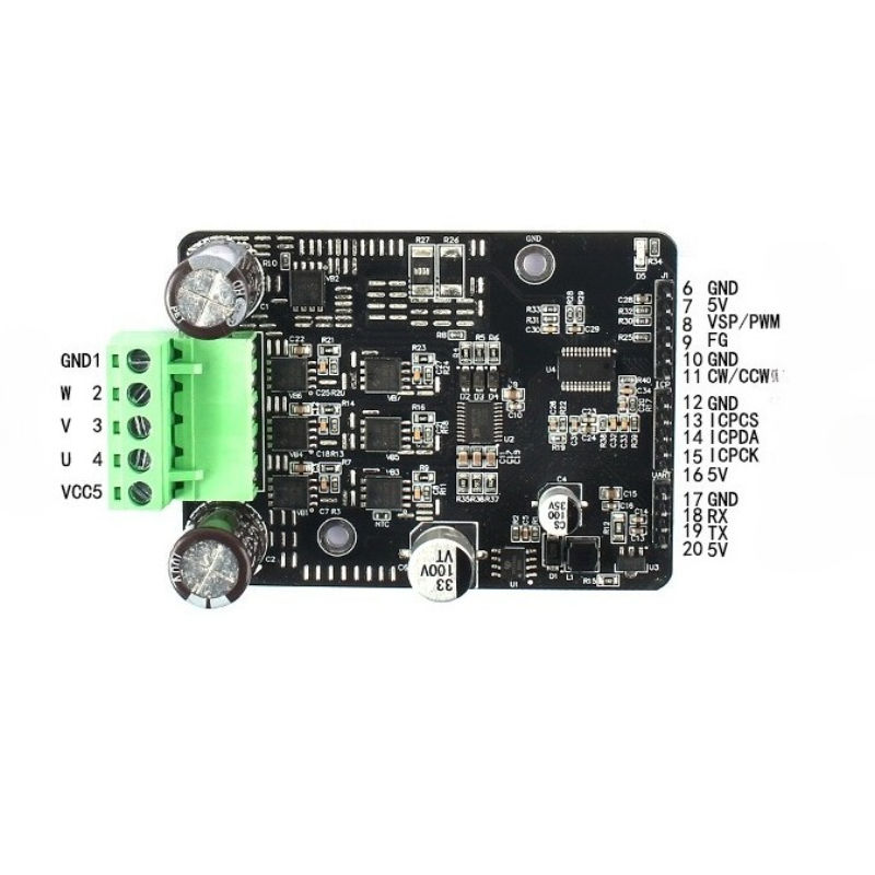1600W BLDC FOC Motor Controller Board Sensorless Brushless DC 3-Phase Driver Development Board for RC E-bike