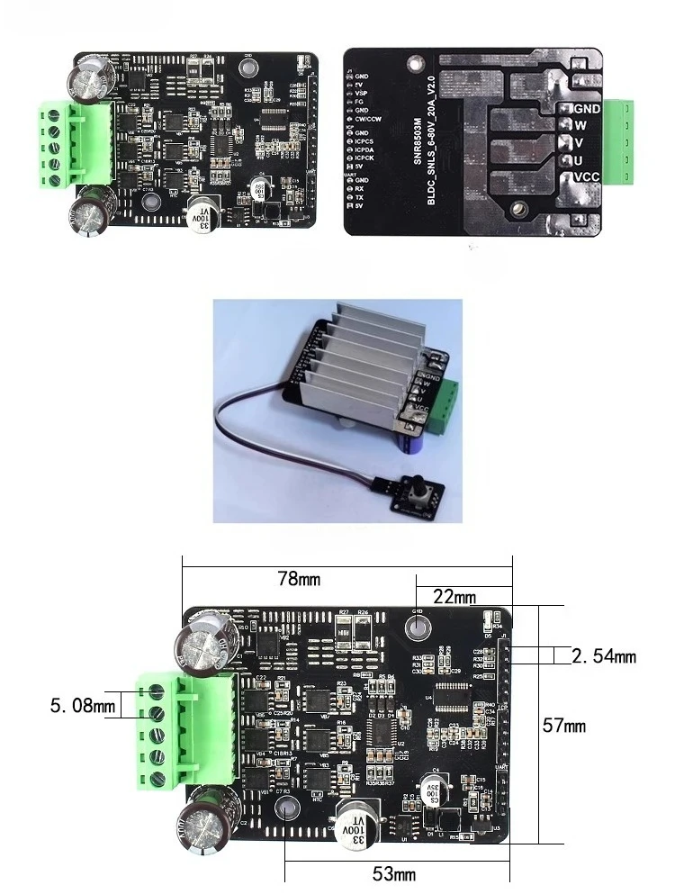 DC Motor Speed Controller Board 1600W 6-80V Analog Speed Regulator with Potentiometer Heatsink for Brush Motor Fans Drive Powers