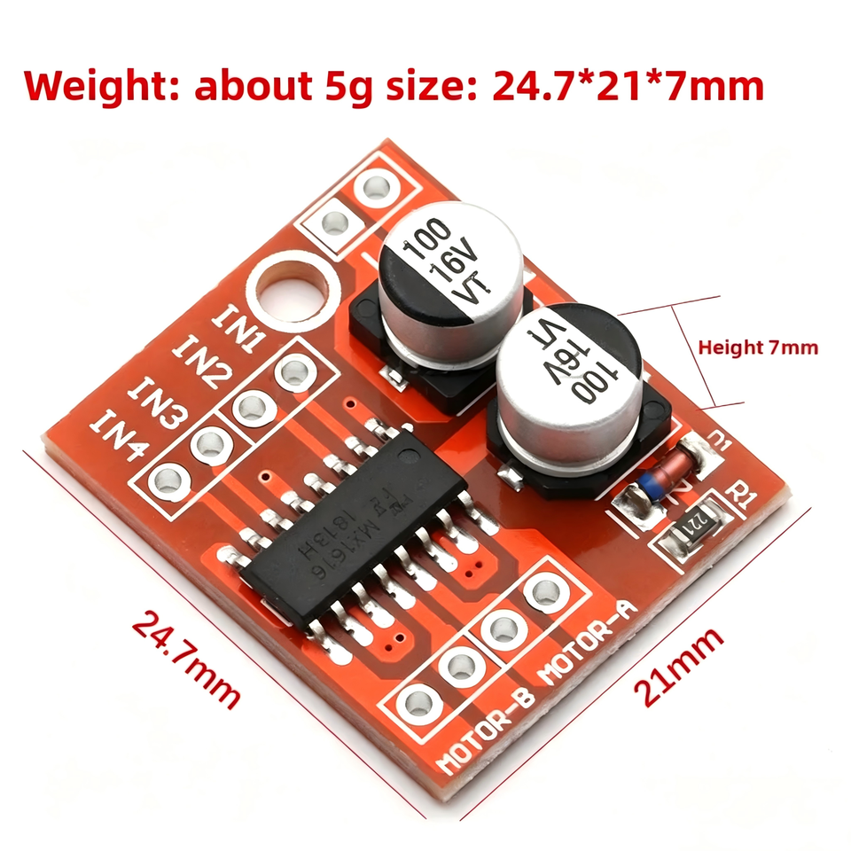 2-Way DC Motor Driver Module Forward-Reverse PWM Speed Control Dual H-Bridge Stepper Motor Mini L298N Model A20