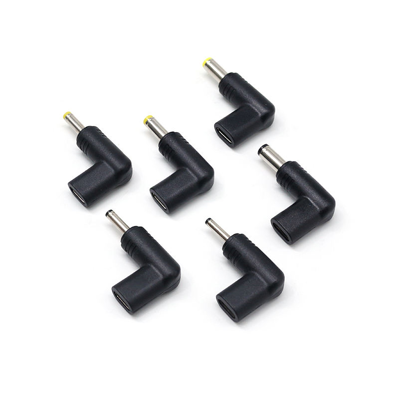 USB 3.0 Type C To 5.5X2.5 5.5X2.1 4.8X1.7 4.0X1.7 3.5X1.35 3.5X1.1 Male Dc Power Plug 90 Degree Angle L Shaped DC Converters