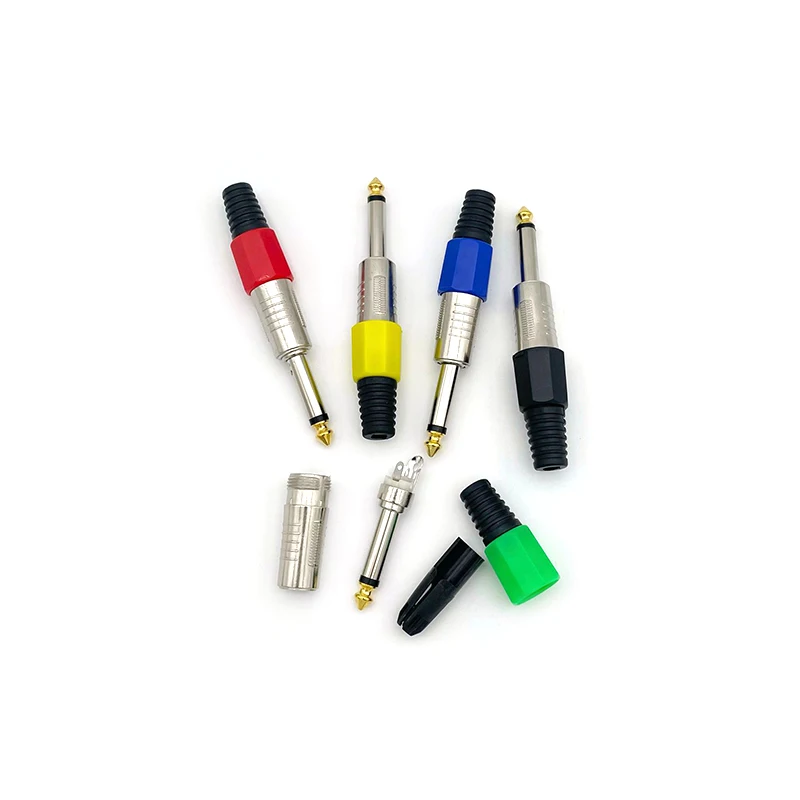 Factory Sale 6.35MM 1/4 Inch TS Mono Male Connector Plug OFC Copper Gold Plated for Electrical Guitar Mixer Speaker Audio Cable