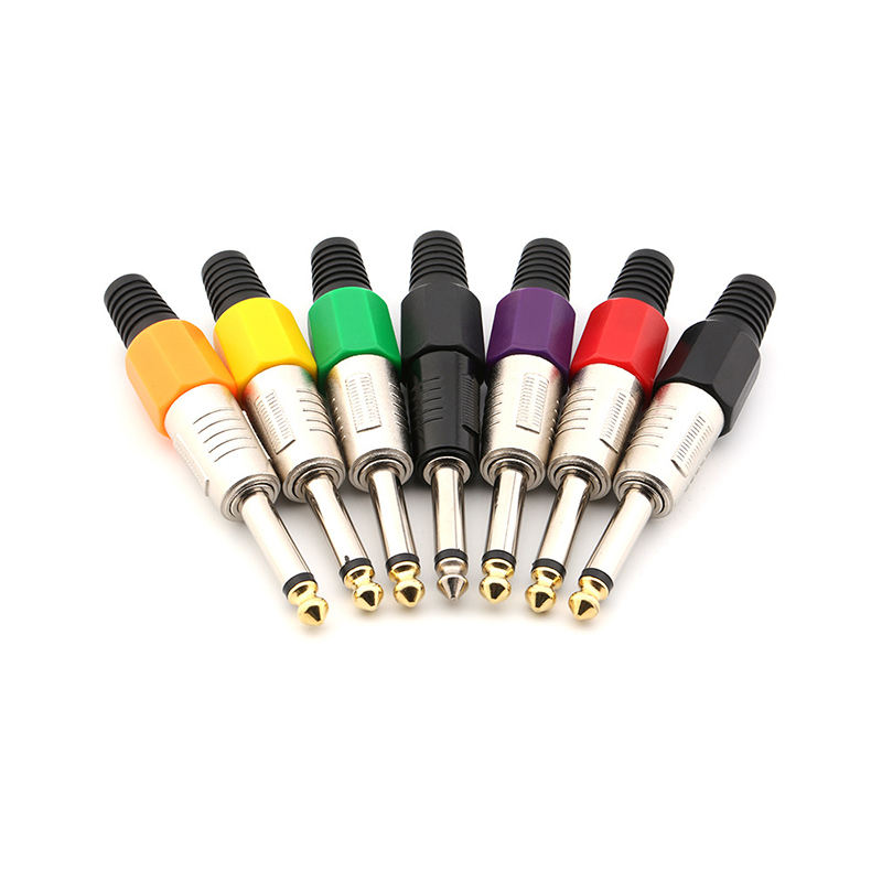 Factory Sale 6.35MM 1/4 Inch TS Mono Male Connector Plug OFC Copper Gold Plated for Electrical Guitar Mixer Speaker Audio Cable