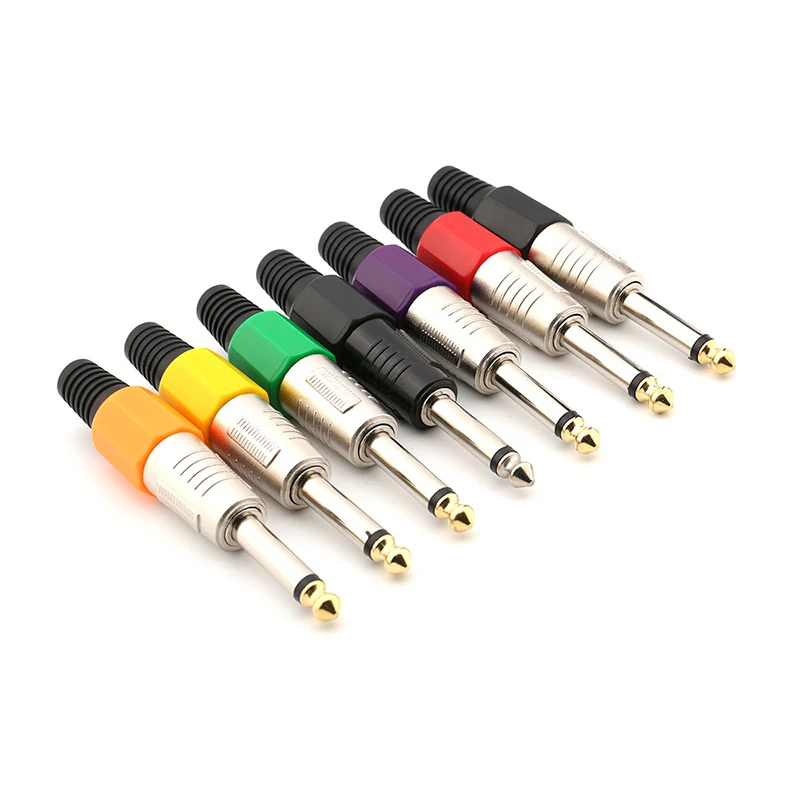 Factory Sale 6.35MM 1/4 Inch TS Mono Male Connector Plug OFC Copper Gold Plated for Electrical Guitar Mixer Speaker Audio Cable