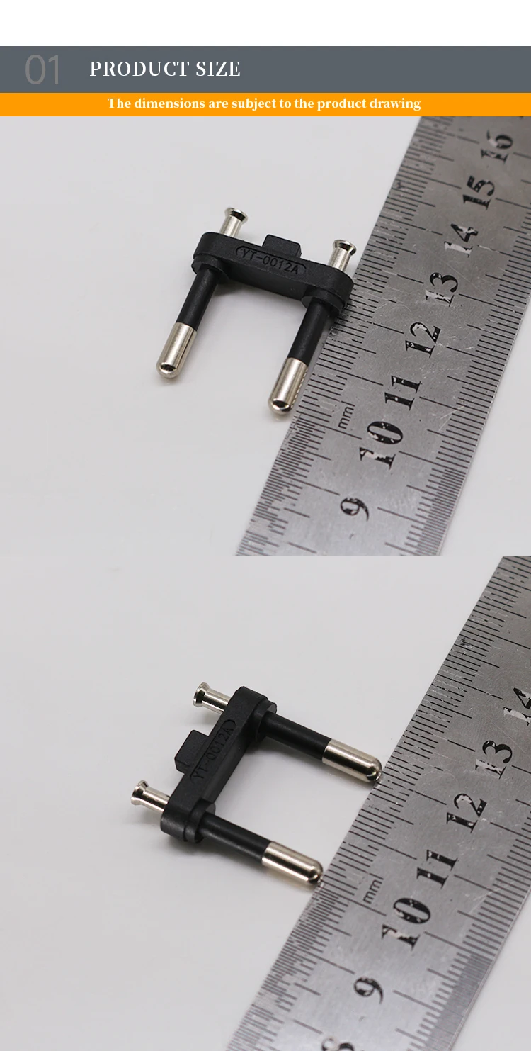 Factory Direct Supply Brazil Two Pins AC Plug Inserts Half Plastic Solid Pin Brazilian Plug Inserts Electrical Plug Inserts