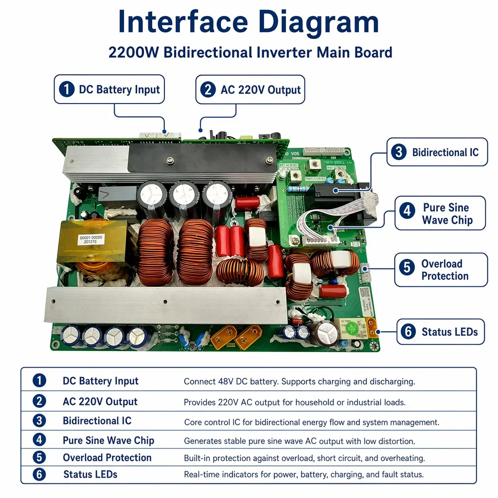 OEM ODM Custom Bidirectional Inverter Mainboard PCBA Energy Storage Power Control Board Mobile Power Bank PCB Assembly Supplier