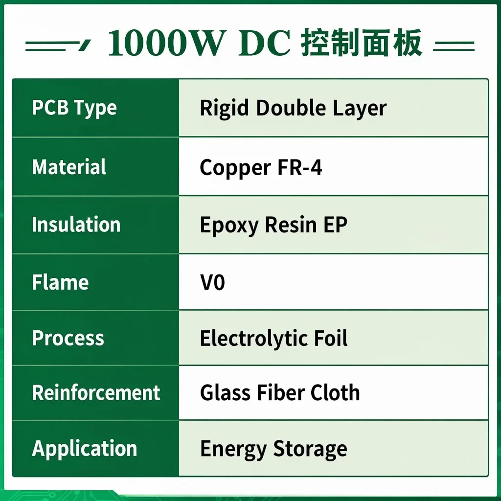 Energy Storage Control PCBA Board Double Layer Copper FR-4 V0 Flame PCB for Power Station BMS OEM Custom Design