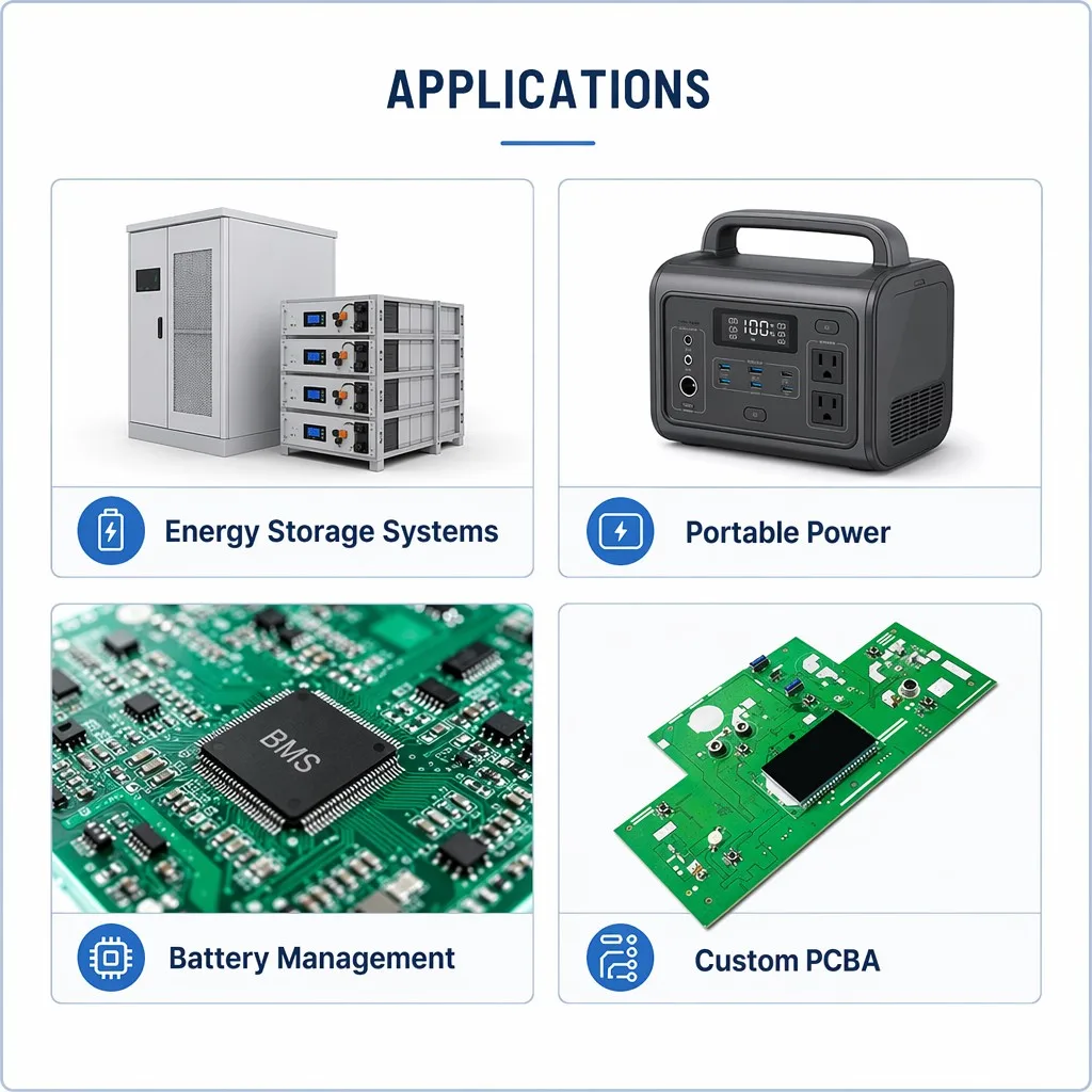 Energy Storage Control PCBA Board Double Layer Copper FR-4 V0 Flame PCB for Power Station BMS OEM Custom Design