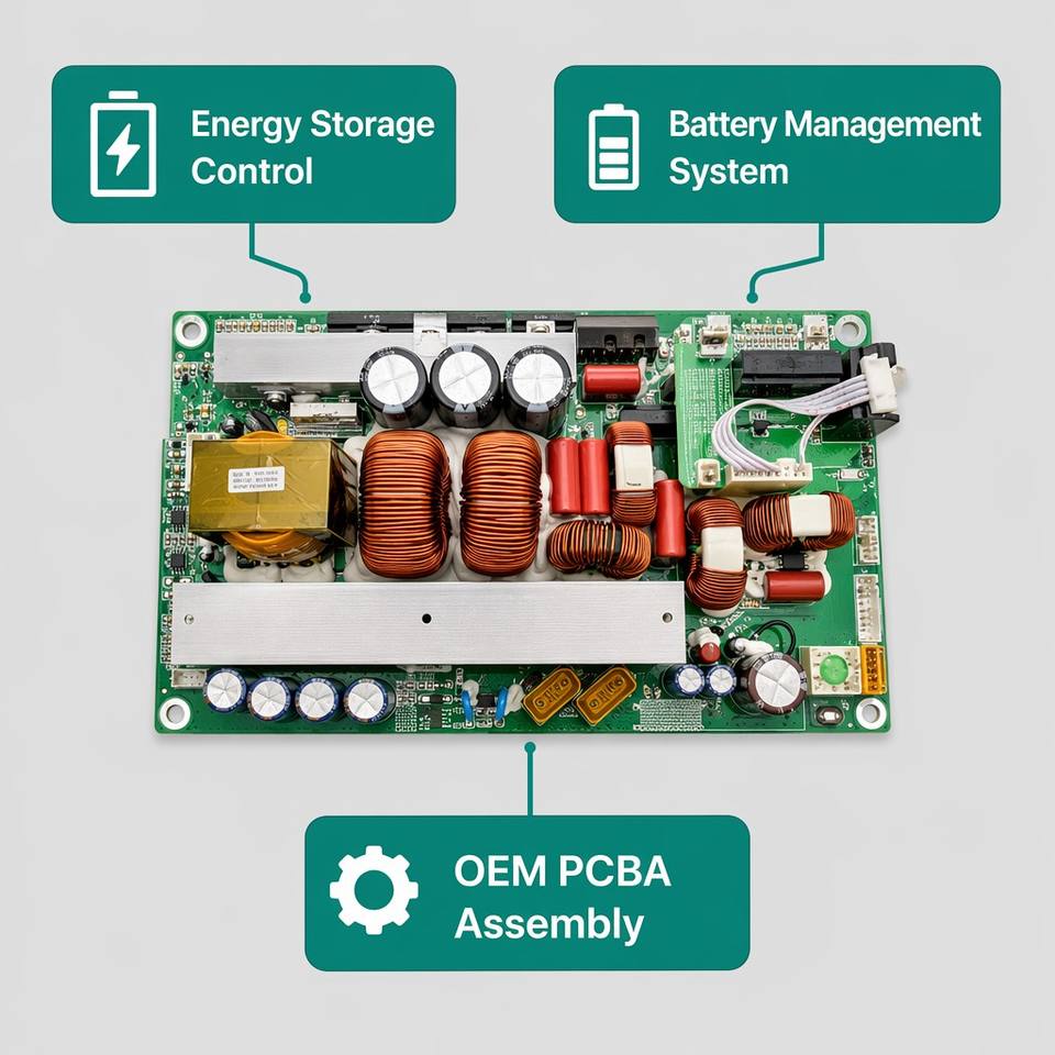 Energy Storage Control PCBA Board Double Layer Copper FR-4 V0 Flame PCB for Power Station BMS OEM Custom Design