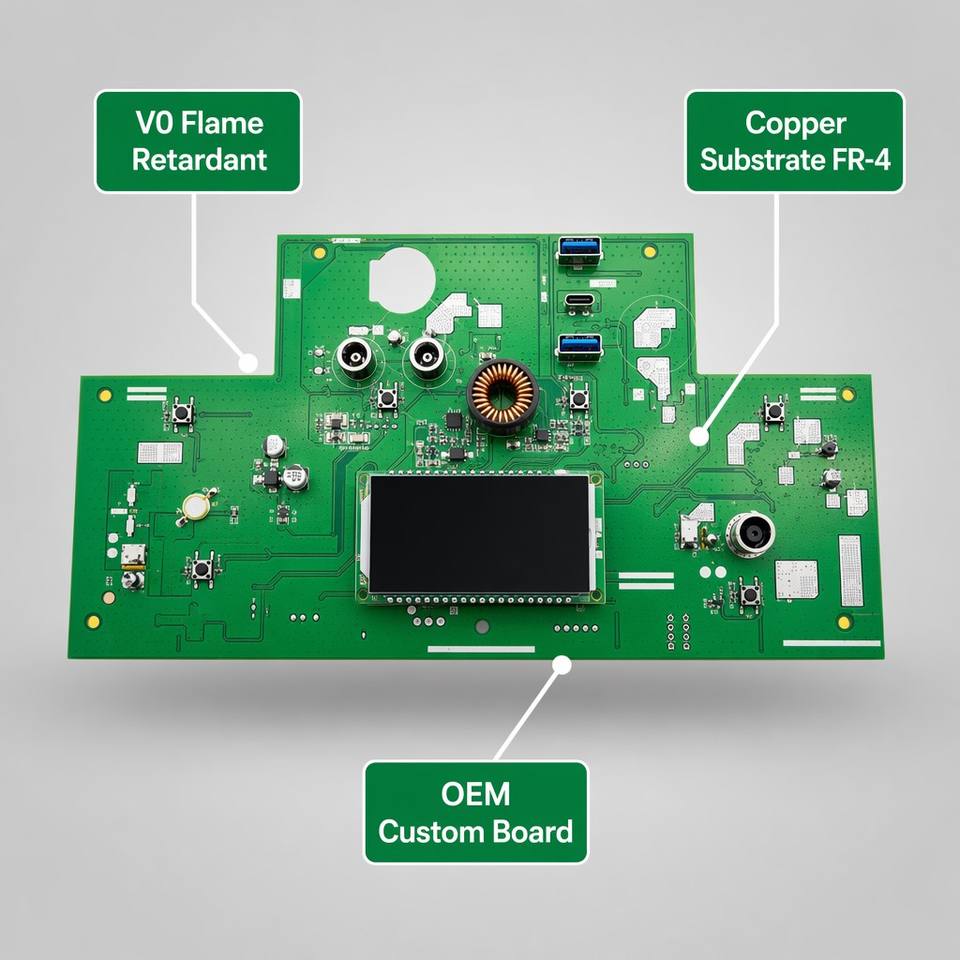 Energy Storage Control PCBA Board Double Layer Copper FR-4 V0 Flame PCB for Power Station BMS OEM Custom Design