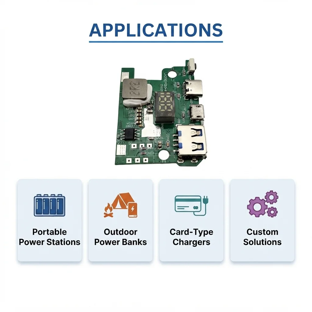 22.5W 5-Port Bidirectional Fast Charging Power Bank PCBA Module DIY Circuit Board QC4.0 PD3.0 Ultra Thin Card Type