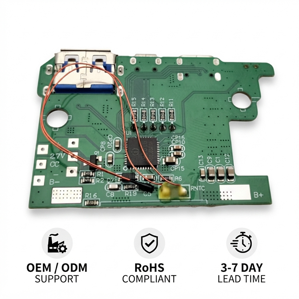 22.5W 5-Port Bidirectional Fast Charging Power Bank PCBA Module DIY Circuit Board QC4.0 PD3.0 Ultra Thin Card Type