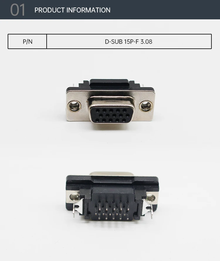 15 Pin D-SUB Female  2 Rows Connector 15P VGA Jack 15Pin Male Solder Crimp D-SUB Connectors VGA SUB-D For Computer Cable