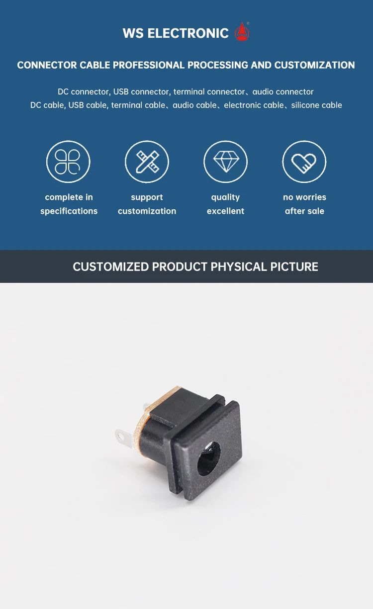 PCB Mounted DC-015 DC Power Female Jack 5.5*2.1mm 5.5*2.5mm DC Barrel Jack Connectors PJ-009AH PJ-009B CP-009AH-ND CP-009B-ND