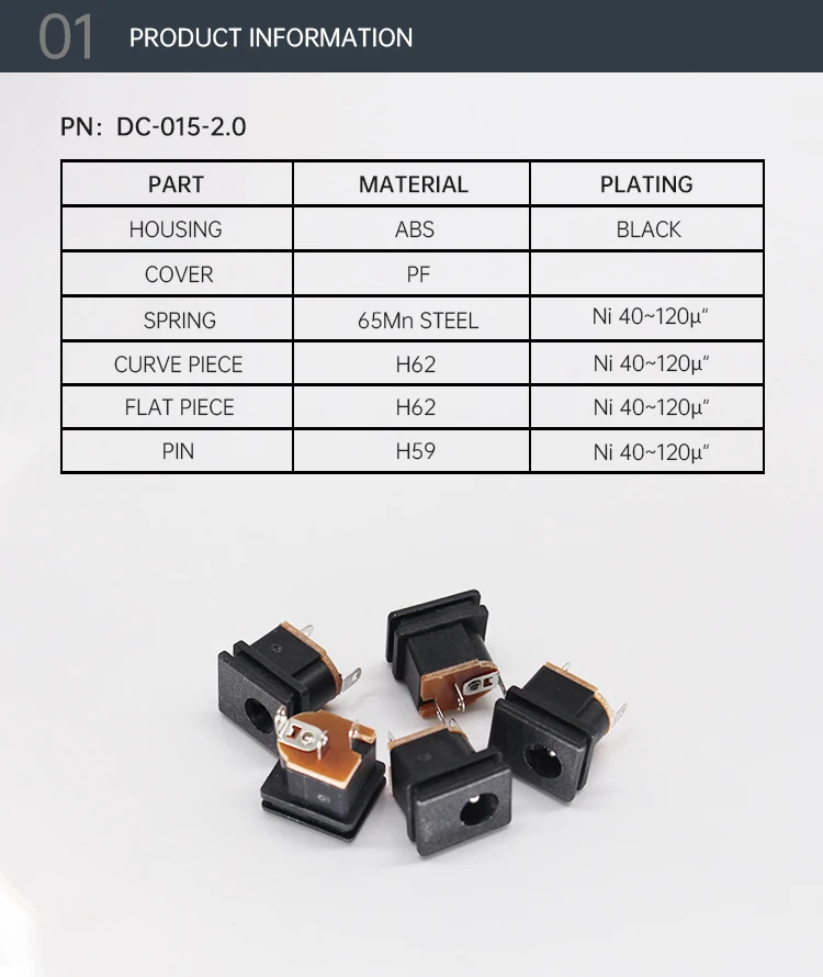 PCB Mounted DC-015 DC Power Female Jack 5.5*2.1mm 5.5*2.5mm DC Barrel Jack Connectors PJ-009AH PJ-009B CP-009AH-ND CP-009B-ND