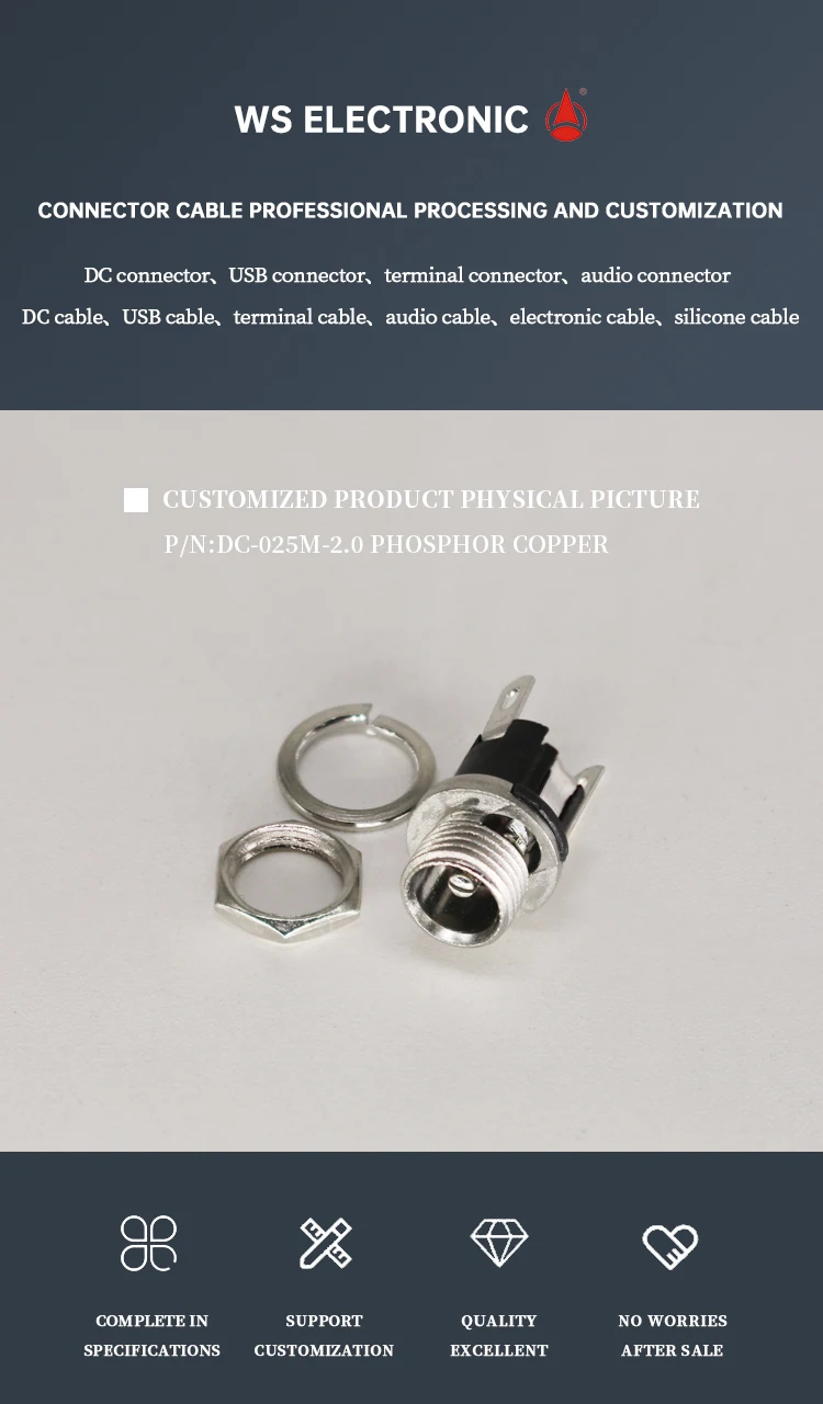 DC-025-2.0 5521mm DC Sockets DC-025-2.5 DC Female Sockets PJ-005A PJ-065B CONN PWR JACK 2.0X5.5MM SOLDER 2.0/2.5mm DC Connectors
