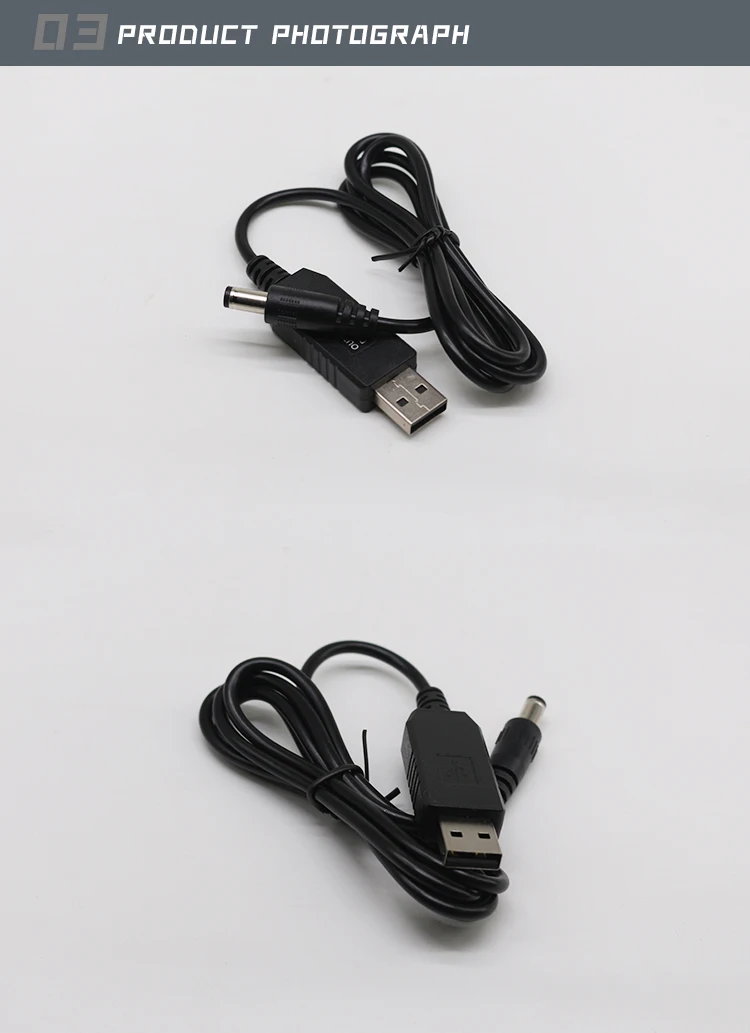 Factory Direct Sale Supply Custom USB Step up 5V to 12V Converter Power Supply DC Cable USB a Male Plug to 5.5*2.1mm Cables
