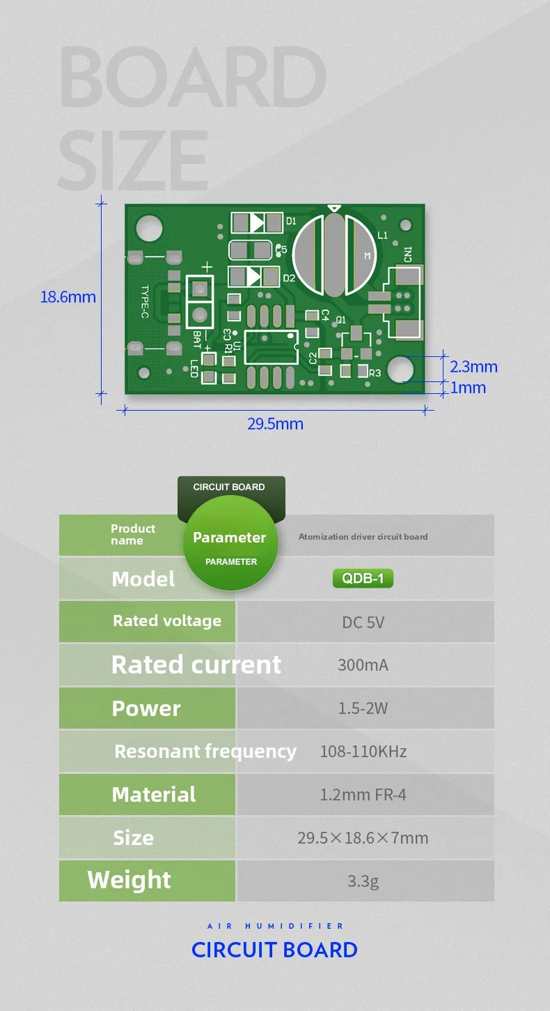 Single-nozzle Atomization Module Humidifier Mainboard Driver Circuit Board Atomizer Water-Heating Blanket Electronic Accessory