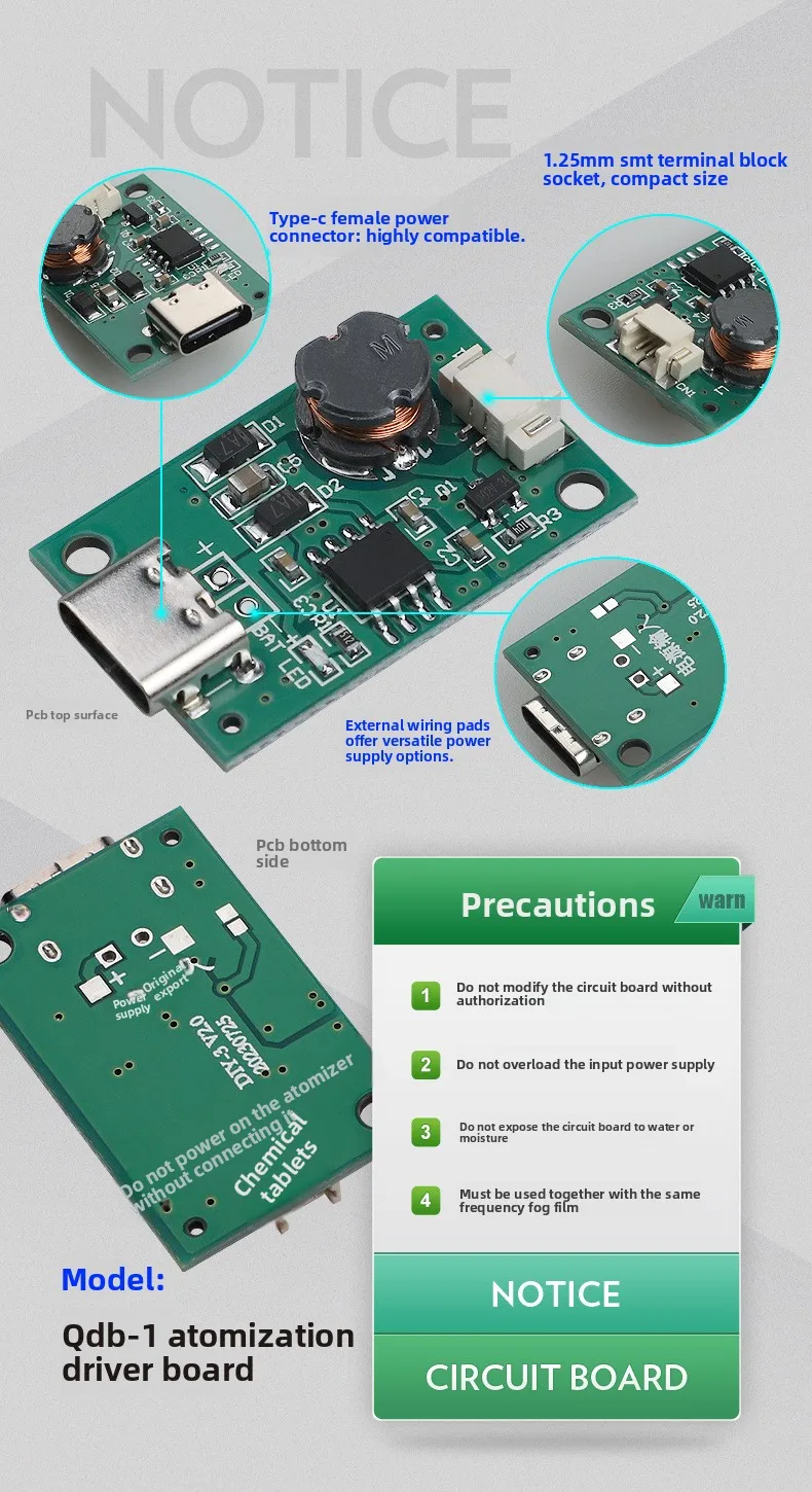 Single-nozzle Atomization Module Humidifier Mainboard Driver Circuit Board Atomizer Water-Heating Blanket Electronic Accessory