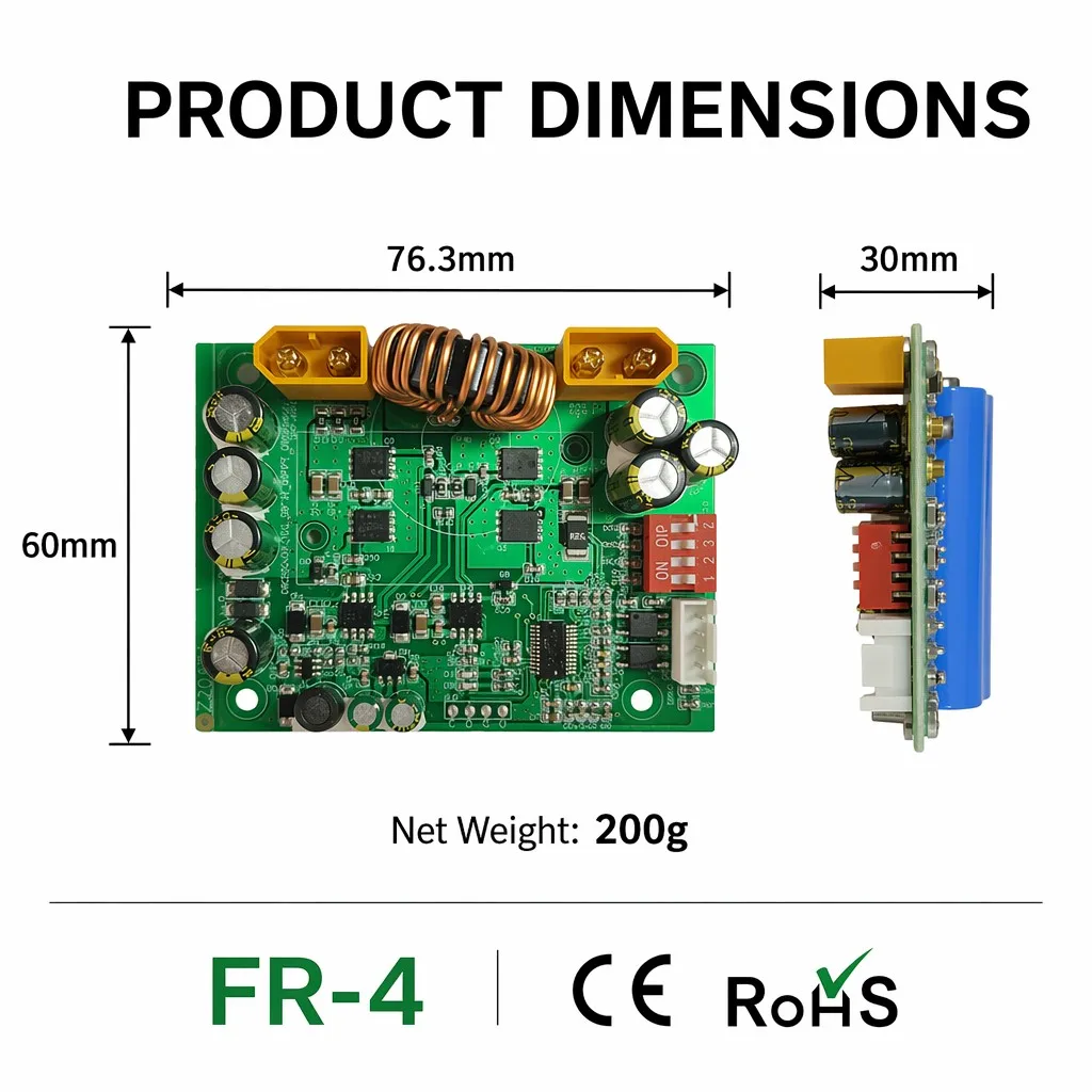 MPPT Solar Charge Controller 10A-60A 12V/24V Smart PV Charging Module PCBA for Off-Grid Solar Panel System with CE RoHS