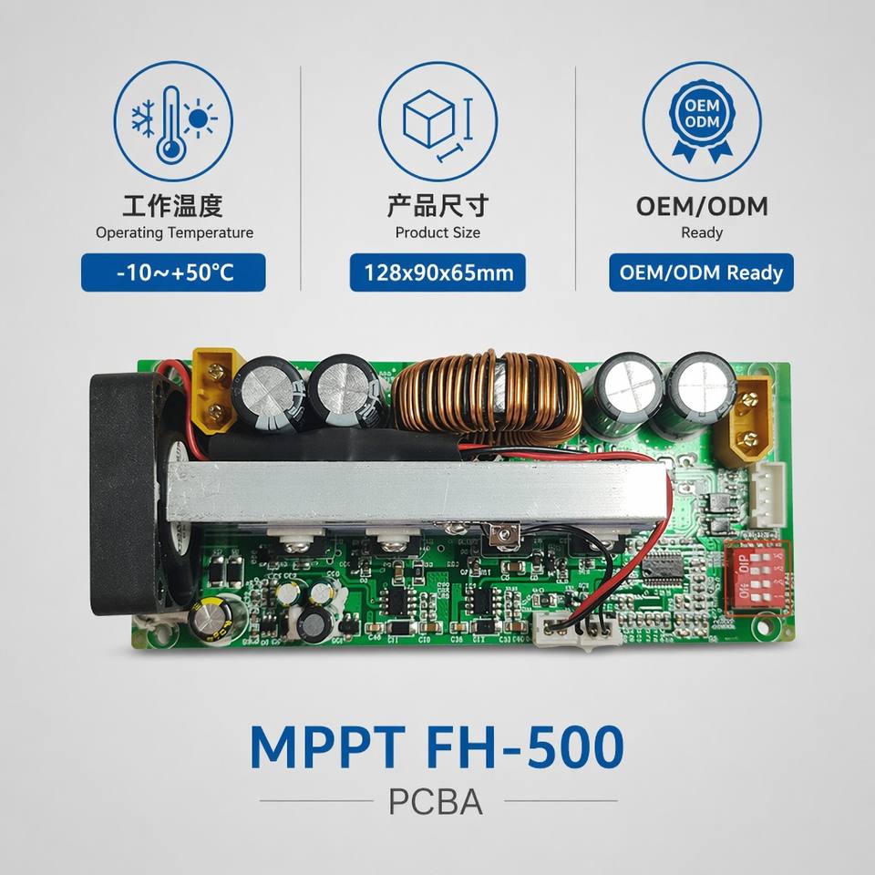 500W MPPT Solar Charge Controller Module 20A 12-48V Smart PV Charging PCBA CE ROHS for Lead-Acid LiFePO4 Battery Off-Grid System