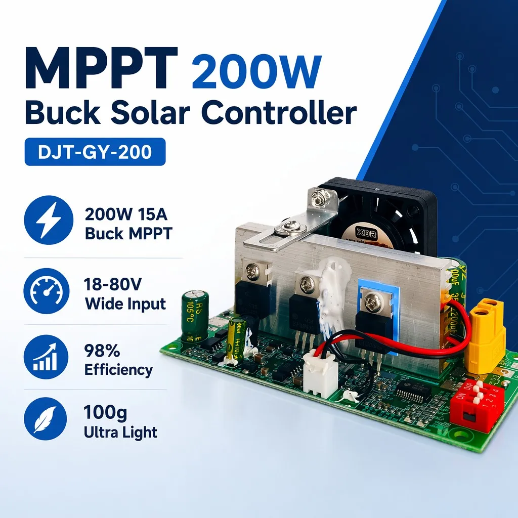 200W 15A MPPT Solar Charge Controller 12V/24V/48V/60V Auto PCBA with Remote Monitoring for Solar+Storage Home System