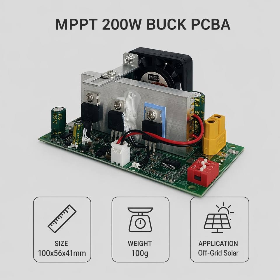 200W 15A MPPT Solar Charge Controller 12V/24V/48V/60V Auto PCBA with Remote Monitoring for Solar+Storage Home System