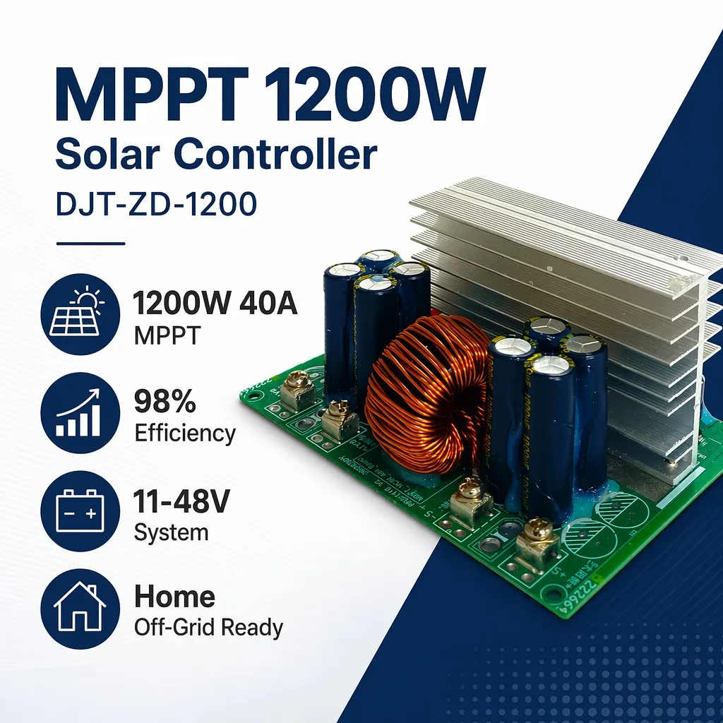 1200W 40A MPPT Solar Charge Controller 12V/24V/48V/60V Auto PCBA with Remote Monitoring for Solar+Storage Home System