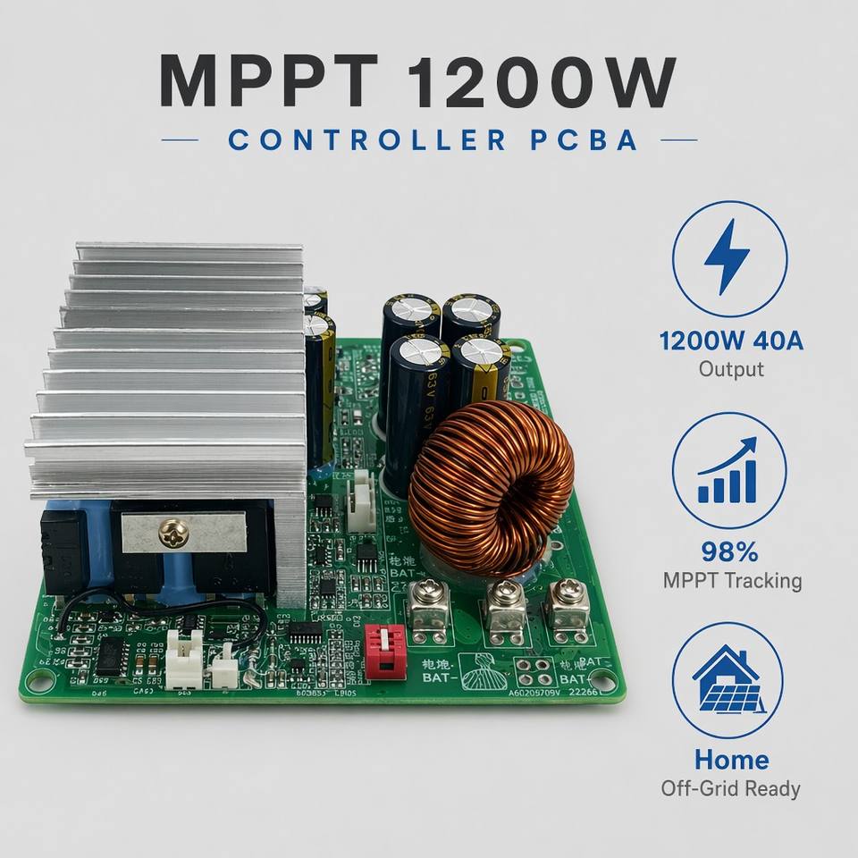 1200W 40A MPPT Solar Charge Controller 12V/24V/48V/60V Auto PCBA with Remote Monitoring for Solar+Storage Home System