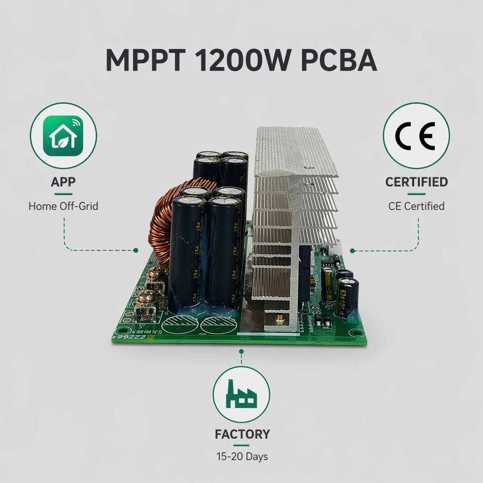 1200W 40A MPPT Solar Charge Controller 12V/24V/48V/60V Auto PCBA with Remote Monitoring for Solar+Storage Home System